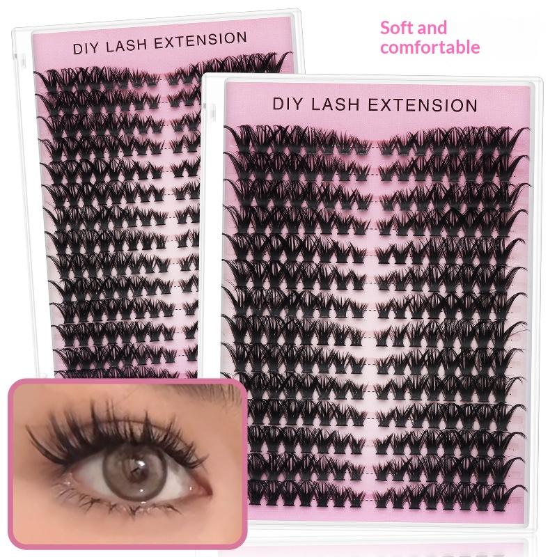 Eyelash Extension Or Extensions - Hoyytu 14列DIYまつげエクステクラスター個別まつげボリュームクラスターまつげエクステまたは自宅で使用できるまつげメイクアップ