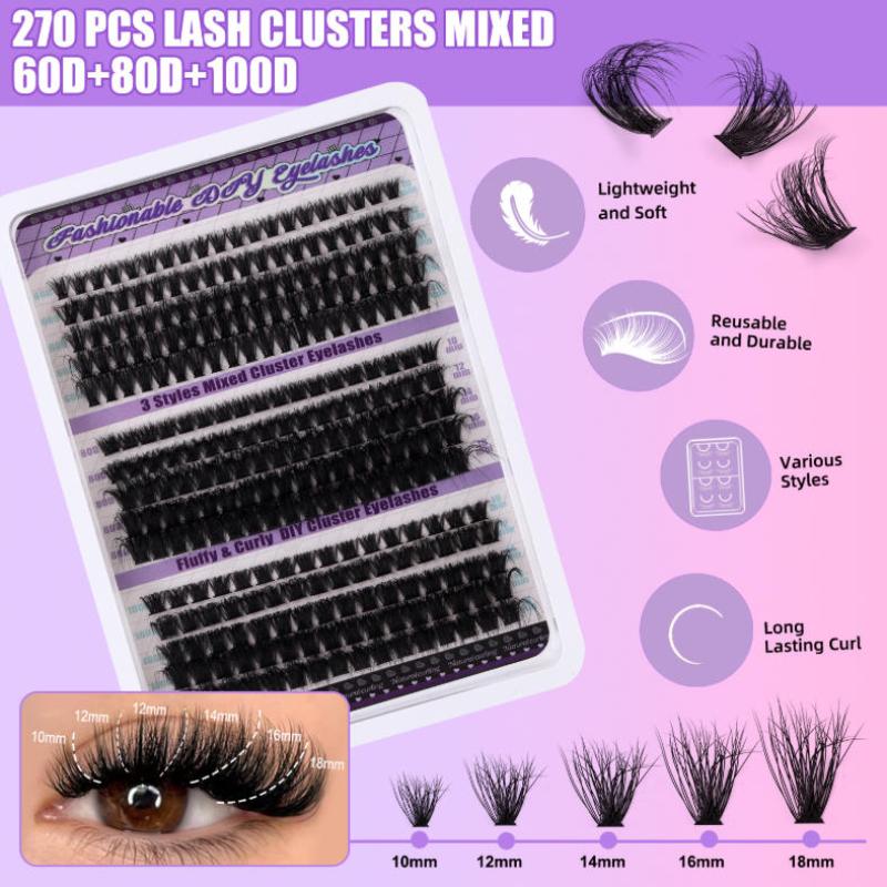 Eyelash Extension Or Extensions - DIYまつげエクステキット 144本入り ソフトフェイクミンクまつげ束 自然または華やかなルックに セルフで使える
