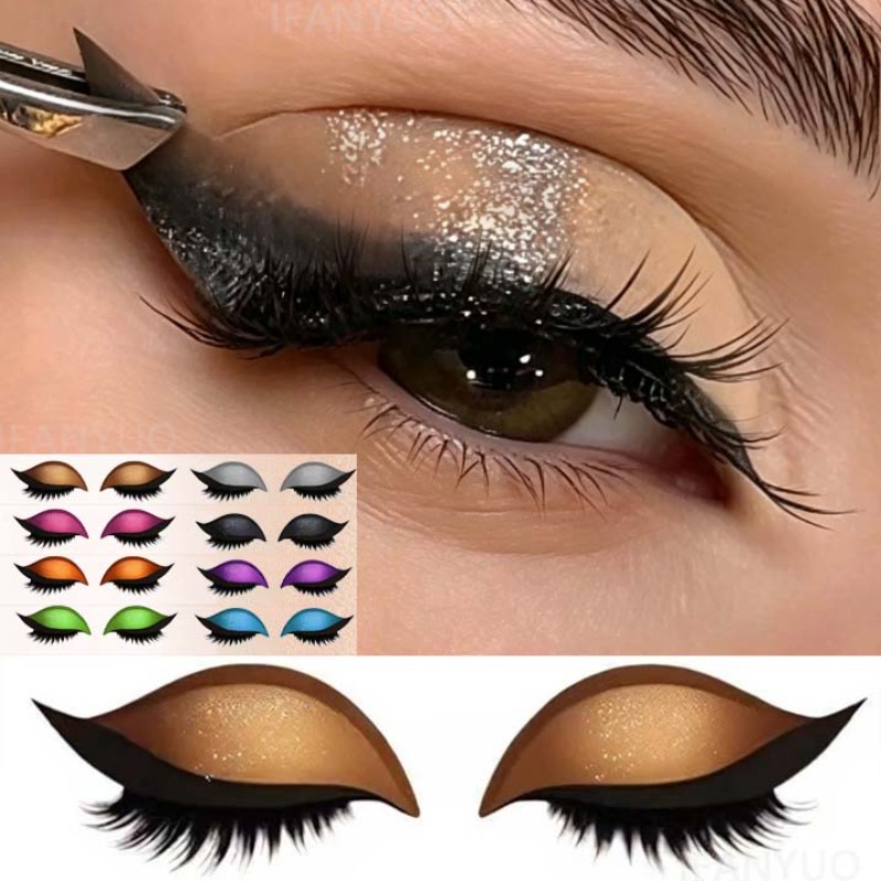 Lash Mapping Sticker - 1/2 ペア再利用可能なレイジーアイシャドウまつげパッチ 2-in-1 アイメイクアップステッカー つけまつげとアイシャドウ付き 防水化粧品ツール
