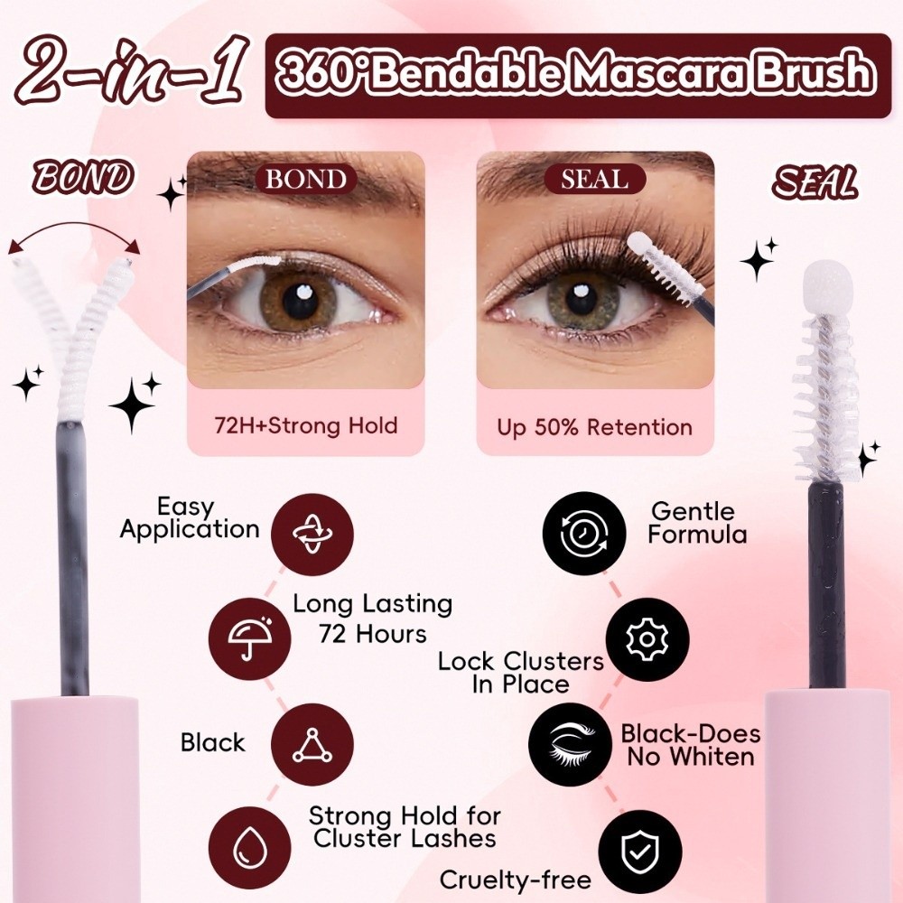 Eyelash Extension Or Extensions - 8-18mmの長さのつけまつげ、接着剤とシーラー付き、自然な見た目DIYまつげエクステキット、ウィスピー風クラスターデザイン、3Dフェイクミンクまつげ
