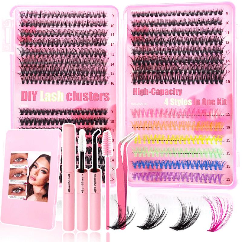 Eyelash Extension Or Extensions - まつげエクステキット ナチュラルカラー ウィスピークラスターラッシュ DIYホームセット エレガントな結婚式やメイクアップに