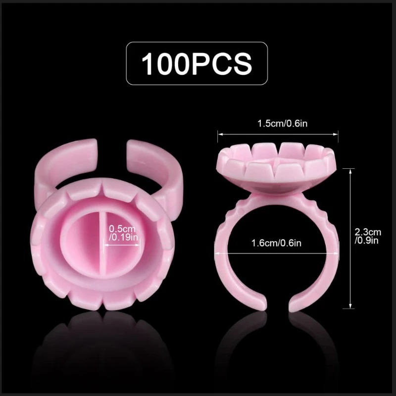 100 個使い捨てまつげ接着剤リングカップタトゥー顔料ホルダ - Eyelash Extension Repair のレビューと価格