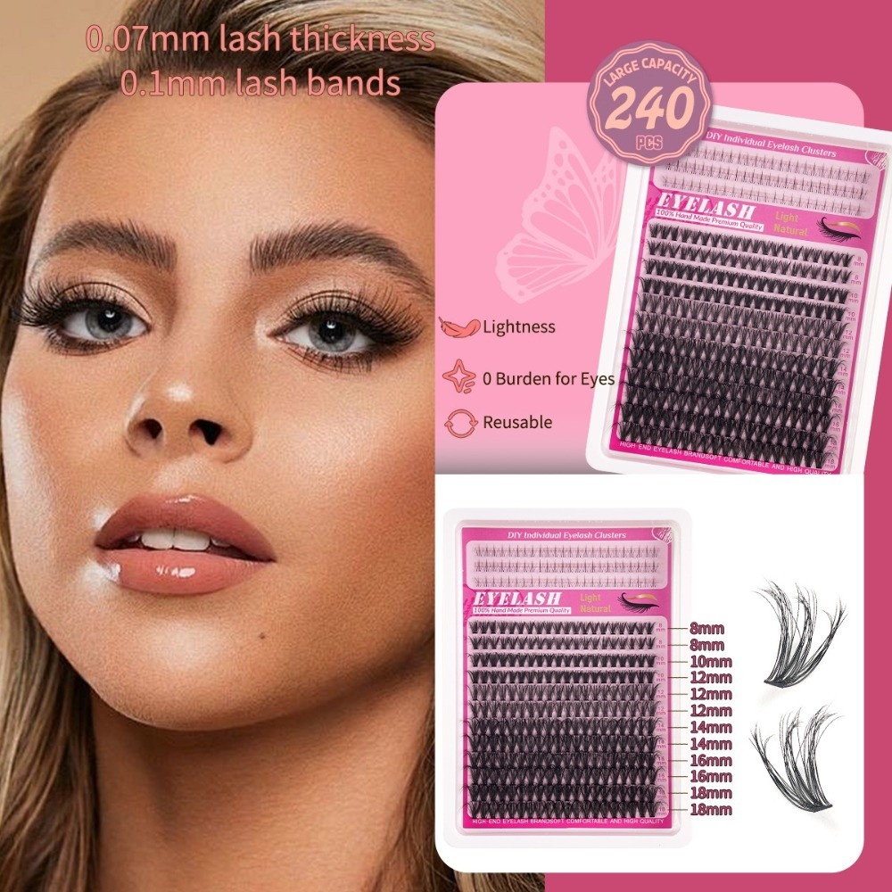 8-18mmの長さのつけまつげ、接着剤とシーラー付き、自然な - Eyelash Extension Or Extensions のレビューと価格